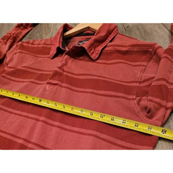 The North Face Shirt Mens XL Red Clay Striped Long Sleeve Wedge Wood Rugby Polo - Picture 7 of 10